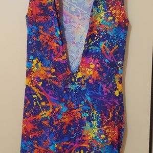 Dress to knees. Splattered paint look